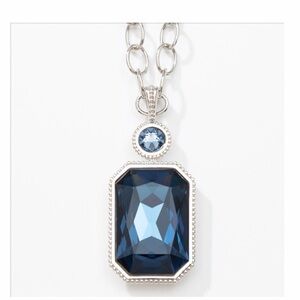 Elegant Blue and Silver Crystal Pendant Necklace